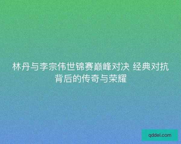 林丹与李宗伟世锦赛巅峰对决 经典对抗背后的传奇与荣耀 林丹与李宗伟世锦赛巅峰对决 经典对抗背后的传奇与荣耀